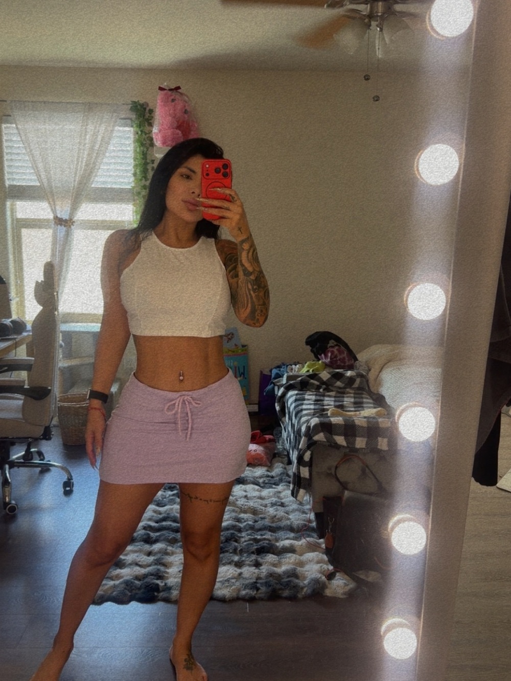 SHEIN Lavender Drawstring Mini Skirt